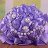 Bouquet da sposa Perle Fiori fatti a mano Bouquet da damigella d'onore artificiale Dolce 15 Mazzi di Quinceanera Nastri di seta Pizzo Holding Flo233u