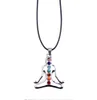 7 Chakra Reiki Stones Healing Crystal Naszyjniki Wisiorki Zdrowie Amulet 3D Symbole Kamień Charms Wisiorek Joga Naszyjnik Collier