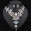 2016 Moda Donna Matrimonio Collane Set Collare placcato oro Strass Cristallo Choker Fiori Collane Pendenti Set di gioielli