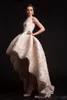 2018 Nowy Krikor Jabotian Suknia wieczorowa Neckline Hilo Ruffles Prom Dresses Organza Aplikacje Kwiat Sukienka Stylowa Suknia Balowa