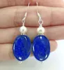 Lapis Lazuli Gemstones/White pearl Silver Hook Dangle earrings 2PC earring