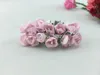 Whole-144pcs lot Handmade Mulberry Paper Flower Bouquet wire stem Scrapbooking artificial Mini rose flowers wedding party Dec232Z