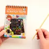 Partihandel- Creative DIY Scratch Note Black Cardboard Draw Sketch Notes for Kids Toys Notebook School Supplies Ritningstillbehör