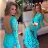 Sexy Backless Full Lace Evening Gowns Long Sleeves See Through Mermaid Prom Dresses Saudi Arabia Cocktail Formal Party Dress