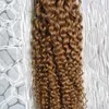 Wefts Honey Blonde Mongolian Afro Kinky Curly Hair Weave Bundles 100g Honey Blond Nonremy Human Hair Weaving