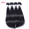 8A Brasilianska Straight Virgin Human Hair Weaves Bundles Obehandlat Peruvian Indian Malaysian Kambodjansk Mongolisk Mink Hair Natural Black 1B