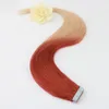 Ombre Human Hair Extensions of Tape Ombre Hair Color #3 Fading to #613 Skin Weft Remy Human Hair 50g 20Pcs Per Package