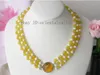 Vogue 3Strands 8mm Yellow Jade White Pearl Halsband