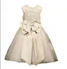 Principessa Appliques Ball Flower Girl Abiti con fiocco Tulle Girls Pageant Gown Prima Comunione BF10