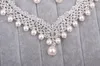Bling Bling Collana da sposa Orecchino Earclip Orecchini traforati Perle Cristalli Set di gioielli da sposa di alta qualità