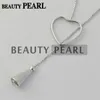 Bulk of 3 Pieces Sterling 925 Silver Box Chain Heart Pendant Mounting Necklace Jewellery Necklace Blanks for Pearls