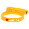 1 pc eu amo aruba uma ilha feliz pulseira de silicone em relevo logotipo macio e flexível sem jóias de presente de gênero