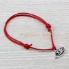 Braccialetti regolabili con cinturino in pelle 20 pezzi, braccialetti regolabili in argento antico "2018" con cinturino in corda rossa B-63