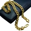 18K guldfylld mens fast tung kedja lång halsband curb ring länk jewely n224 50cm 60cm