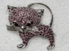 12 adet / grup Toptan Glisten Temizle Kristal Rhinestone Kedi Broş Moda Kostüm Pin Broş Takı hediye C321