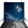 Lumineux Crescent Moon Glitter Stars Fond pour Photo Studio Vinyle Tissu Intérieur Toile de Fond Enfants Plancher En Bois Nouveau-Né Photographie Props