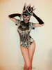 Full Diamond bodysuit Sparkly Rhinestones Crystals Leotard Elasticity jumpsuit sexy female DS costumes Club Bar singer Jazz show Rompers