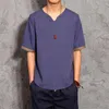 SCHITTULE MENTRI DELL'INGURATE-Tanni da uomo in stile coreano 2016 Summer Fashion Mens Cotton V-Neck e maglietta in lino Homme Tops largo magliette di alta qualità xxxxxl