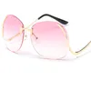 Fashion Vintage Round Rimless Clear Oversized Sunglasses Women Brand Designer Sun Glasses Metal Frame Retro Gradient Shades UV400 8203396