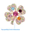 Glänsande flerfärgade strass lämnar broscher för kvinnor Corsage Wedding Bride Bouquet Brosch Pins smyckespresent