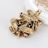 Kerst Sieraden Multicolor Rhinestone Blad Bells Broches Antieke Gouden Legering Broche Corsage Pins Xmas Gifts Groothandel