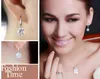 Fine Jewelry Dangle Drop Earrings 100% Genuine Real 925 Sterling Silver Austrian Crystal Fashion Costume Eearring