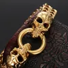 Męskie chłodne prezenty rowerowe stalowe złoto złota podwójna bransoletka łańcucha figaro wilka czaszka czaszka