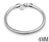 Classic Man Woman 3 mm 4 mm 8 pulgadas de largo 925 Pulsera de cadena de encanto de serpiente plateada Envío gratis 10 piezas / lote