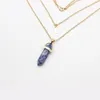 2in1 Gold Color Natural Crystal Stone Pendant Necklace Fashion Opal Pendant Necklaces For Women Jewelry 12pcslot1032083