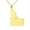 Idaho Map Stainless Steel Pendant Necklace with Love Heart USA State ID Geography Map Necklaces Jewelry for Women and Men