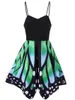 Butterfly Print Sexy Bodycon Mini Dress Vestidos with Shoulder Straps Pleated Suspender Skirts High Waist School Skirt