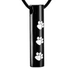 IJD2473 Silver and Black Rvs Cat / Dog Paw Print Cilinder Urn Hanger voor Pet Memorial Ash Keepsake Crematie Hangers