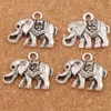 Mammut Elefant Charms Anhänger 100 teile/los 24x19 mm Antike Silber Schmuck DIY Fit Armbänder Halskette Ohrringe L1187