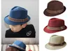 Sommar unisex barn halm fedora sunhat strand mode panama lock med ribbow trim barn soilda trilby hattar för pojke och tjej