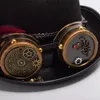 Vintage steampunk gear óculos preto cartola unissex couple039s marrom pena fedora festa cosplay acessório headwear3177336