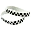 1PC Checkered Silicone Rubber Wristband Racing Flag Decoration Logo Punk Style Hip Hop Band Printed