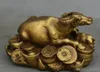 New Chinese Copper Fengshui Zodiac Year Mother Son Bull Ox Oxen Yuanbao Statue