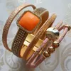 Nowy Gem Rhinestone Magnetyczne Bransoletki Skórzane Bransoletki Czeski Handmade Multilayer Wrap Biżuteria Kobiety Prezent Pulseira