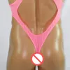 Mens Thong Back Bodysuit Stretchy High Cut X Crossing Back G7282 Zachte Dunne Sheer Semi C-Thru See Through