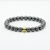 1 pièces bijoux de mode puissants 8mm perles d'hématite noire avec Micro pavé Cz bracelets de crâne squelette à facettes