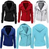 Partihandel-2016 Nya Kvinnor Sweatshirts Solid Färg Hooded Jacka Långärmad Kvinnors Hoodie Zipper Fall Winter Women Coat