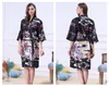 Mulheres japonesas Yukata quimono Prinha padrão floral cetim de seda vestes vintage lingerie sexy lingerie sleepwear