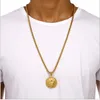 Collier pendentif tête de chef indien américain en acier inoxydable plaqué or, bijoux gothiques Hip Hop pour hommes et femmes, 267a