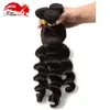 Hannah product 3 Bundles Virgin Hair Peruvian Loose Wave With Silk Base Closure Hidden Knots, 100g/Piece, Unprocessed Human Hair Weave