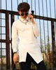 도매 - 2016 새로운 남성 중형 및 긴 셔츠 헤어 스타일리스트 패션 의류 남성의 불규칙한 성격 검정, 흰색 슬림 긴 소매 셔츠