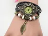 Entier 100pcslot mélange 7Colors Tree Leaf Pendant Watch Femme Bracelet Quartz Watches Ladies Wrist Wrists LP0068072857