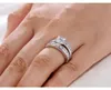 Novo! Venda quente real 925 Sterling Silver Wedding Ring Set por Mulheres acoplamento do casamento Jóias de Prata Atacado N64