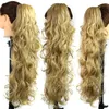 Оптово-25 дюймов / 65 см 220G женская длинная волна вьющиеся вьющиеся волосы хвостик когть пони хвостовой зажим в синтетические удлинители волос
