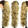 Whole25inch65CM 220g Donne Onda Lunga Stile Capelli Ricci Coda di Cavallo Artiglio Coda di Cavallo Clip In Su Estensioni Dei Capelli Sintetici Parrucchino1352726