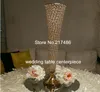 decorative tall glass bead crystal pillar stand and flower stand for wedding centerpiece